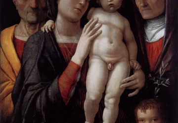 Šventoji šeima su kūdikėliu šv. Jonu Krikštytoju. Andrea Mantegna, 1495-1500.