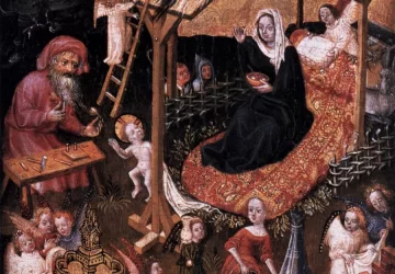 Šventoji šeima su angelais. Nežinomas vokiečių meistras, apie 1425.