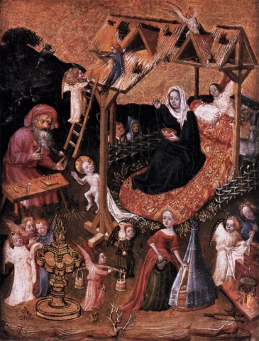 Šventoji šeima su angelais. Nežinomas vokiečių meistras, apie 1425.