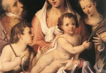 Šventoji šeima su kūdikėliu šv. Jonu Krikštytoju ir šv. Kotryna Aleksandriete. Bartolomeo Passerotti.