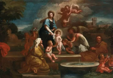 Šventoji šeima peizažo fone. Luigi Garzi.