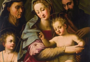 Šventoji šeima su šv. Elzbieta ir jaunu šv. Jonu Krikštytoju (detalė). Michele Tosini.