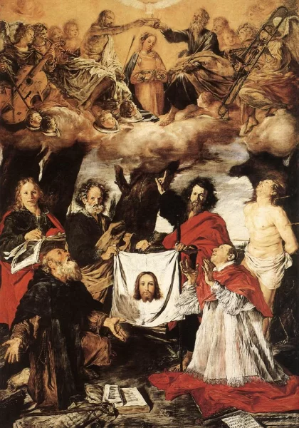 Mergelės karūnavimas su šventaisiais. Giovanni Serodine, apie 1625.