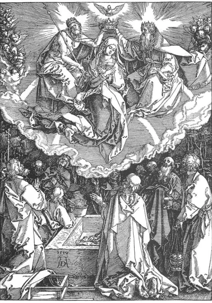 Scenos iš Mergelės gyvenimo. 18. Mergelės karūnavimas. Albrecht Dürer, 1510.