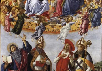 Mergelės karūnavimas (San Marco altoriaus detalė). Sandro Botticelli, 1490-92.