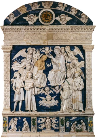 Mergelės karūnavimas. Andrea della Robbia, apie 1474.