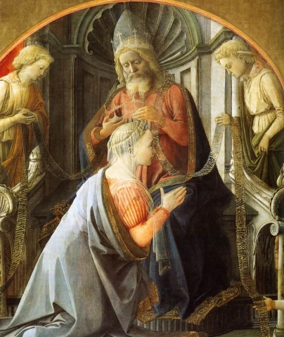 Mergelės karūnavimas (detalė). Fra Filippo Lippi, 1441-47.