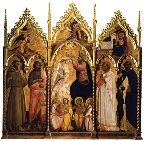 Mergelės karūnavimas su šventaisiais. Dal Ponte Giovanni, 1400-10.