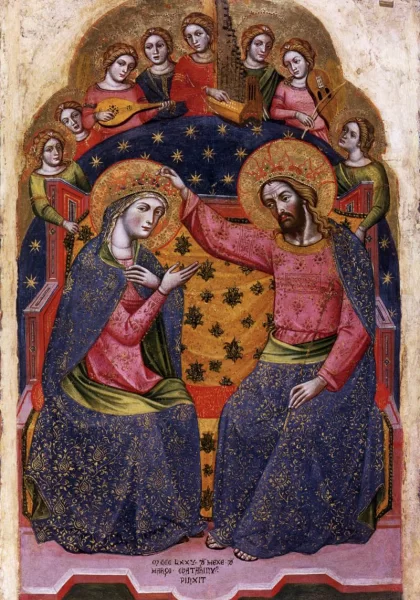 Mergelės karūnavimas. Catarino, 1375. Mergelės karūnavimas. Catarino, 1375.