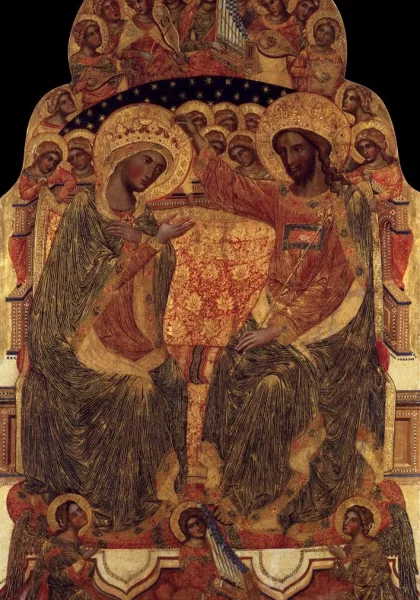 Mergelės karūnavimas. Donato, apie 1372. Mergelės karūnavimas. Donato, apie 1372.