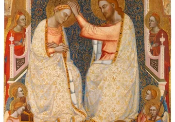 Mergelės karūnavimas. San Pjer Madžiorės altoriaus detalė.. Jacopo di Cione, 1370-71.