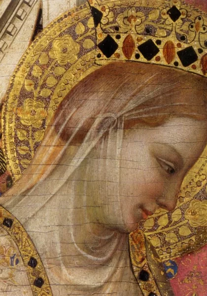 Mergelės karūnavimas (detalė). Bernardo Daddi, 1340-45. Mergelės karūnavimas (detalė). Bernardo Daddi, 1340-45.
