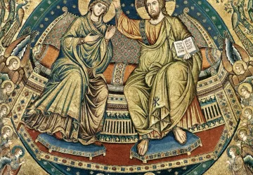 Mergelės karūnavimas (detalė). Jacopo Torriti, baigtas 1296.