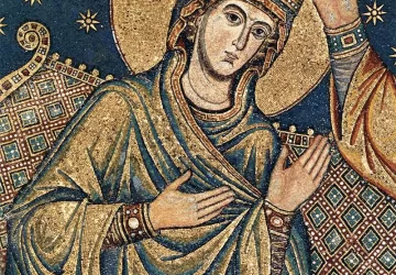 Mergelės karūnavimas (detalė). Jacopo Torriti, baigtas 1296.