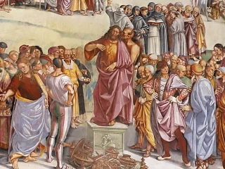 Antikristas su velniu, iš Antikristo darbų. Luca Signorelli (1450–1523) (Wikimedia Commons)+