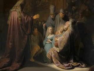 Simeono giesmė, Rembrandt van Rijn, 1631 m. (Wikimedia Commons)