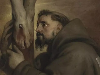 Anthony van Dyck (1591-1640), Šv. Pranciškus Asyžietis Kryžiaus papėdėje (fragmentas)