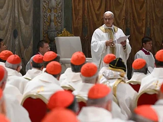 Popiežius Leonas XIV ir kardinolai (rorate-caeli.blogspot.com nuotr.) +