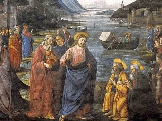 Apaštalų pašaukimas, freska Siksto koplyčioje. Domenico Ghirlandaio, 1481–1482 m. (wikipedia.org)