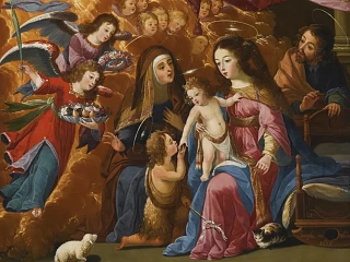 Šventoji šeima su kūdikėliu šv. Jonu Krikštytoju (Josefa de Ayala, 1678, wikimedia.org) +