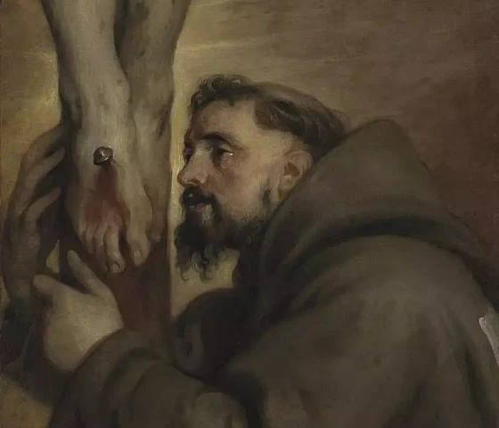 Anthony van Dyck (1591-1640), Šv. Pranciškus Asyžietis Kryžiaus papėdėje (fragmentas)