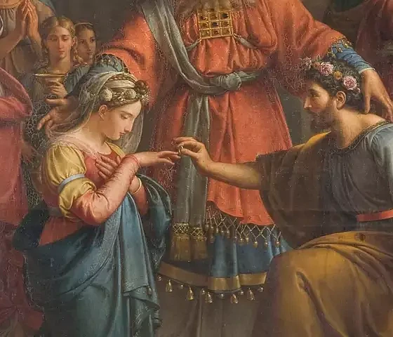 Jean-Baptiste Wicar, Mergelės nuotakos santuoka, fragmentas (1825, Perudžijos katedra)