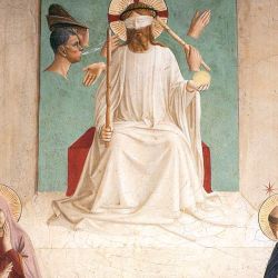 Kristaus išjuokimas (7-a celė). Fra Angelico, 1440-42 m.