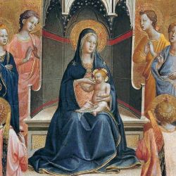 Mergelė su kūdikiu soste su dvylika angelų. Fra Angelico, apie 1430 m.