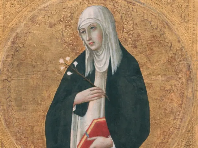 Knygos vir\u0161elis. \u0160v. Kotryna Sieniet\u0117. Sano di Pietro