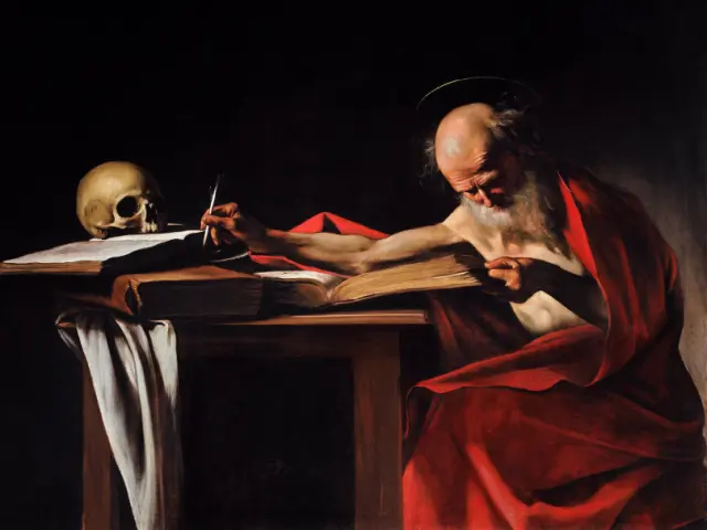 \u0160v. Jeronimas ra\u0161o. Caravaggio