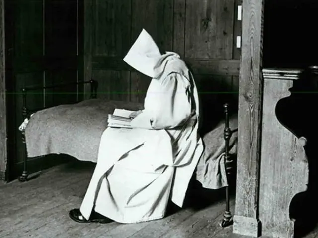 Vienuolis ant lovos skaito knyg\u0105