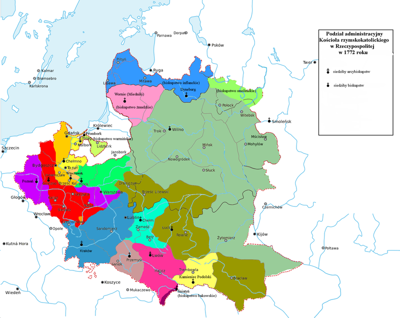 administrative divisions of the roman catholic church in polish lithuanian commonwealth in 1772