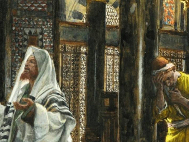 Fariziejus ir muitininkas šventykloje. James Tissot, 1894 m.