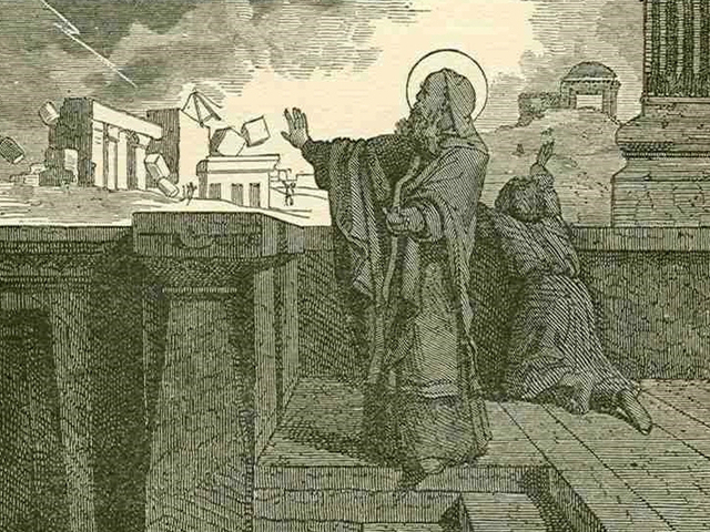 Nežinomas autorius, Šv. Kirilas Jeruzalietis ir Jeruzalės sunaikinimas (XVII a. graviūra)