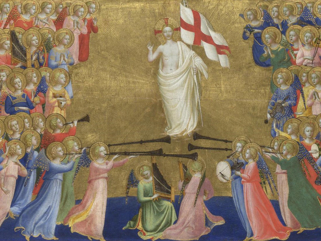 Fra Angelico, Kristus, šlovinamas dangaus rūmuose (fragmentas, 1423-1424)