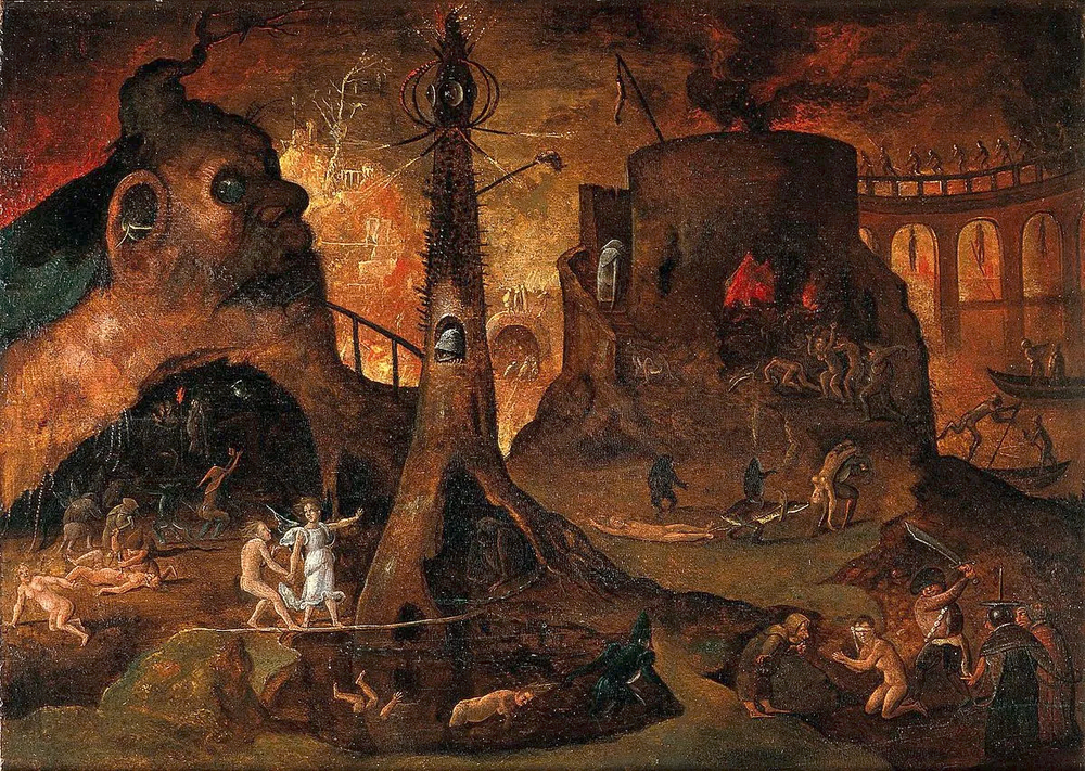 Hieronymus Bosh (1450–1516). „Angelas atveda sielą į pragarą“