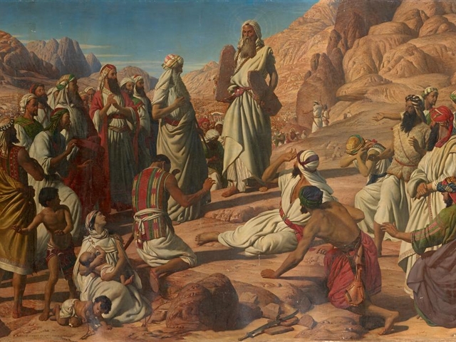Mozė atneša Įstatymo lenteles (John Rogers Herbert, 1872)