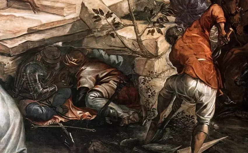 Kareiviai meta burtą dėl Kristaus rūbo. Jacoppo Tintoretto, 1565 m.