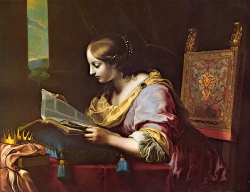 Carlo Dolci  (1616–1686). „Šv. Kotryna skaito“