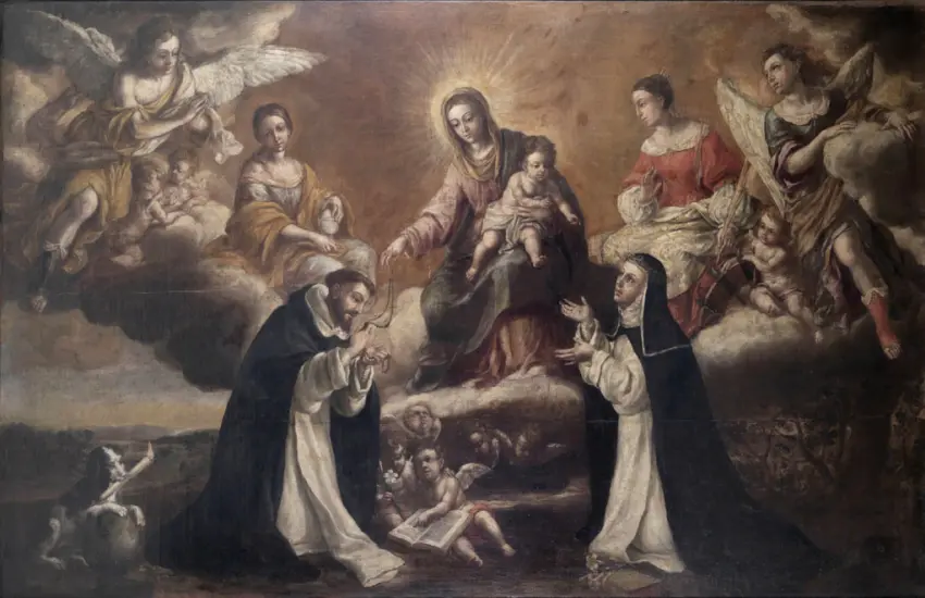 Rožinio Mergelė, Šventasis Dominykas ir Šventoji Kotryna Sienietė. Lucas Valdés, apie 1700 m.+